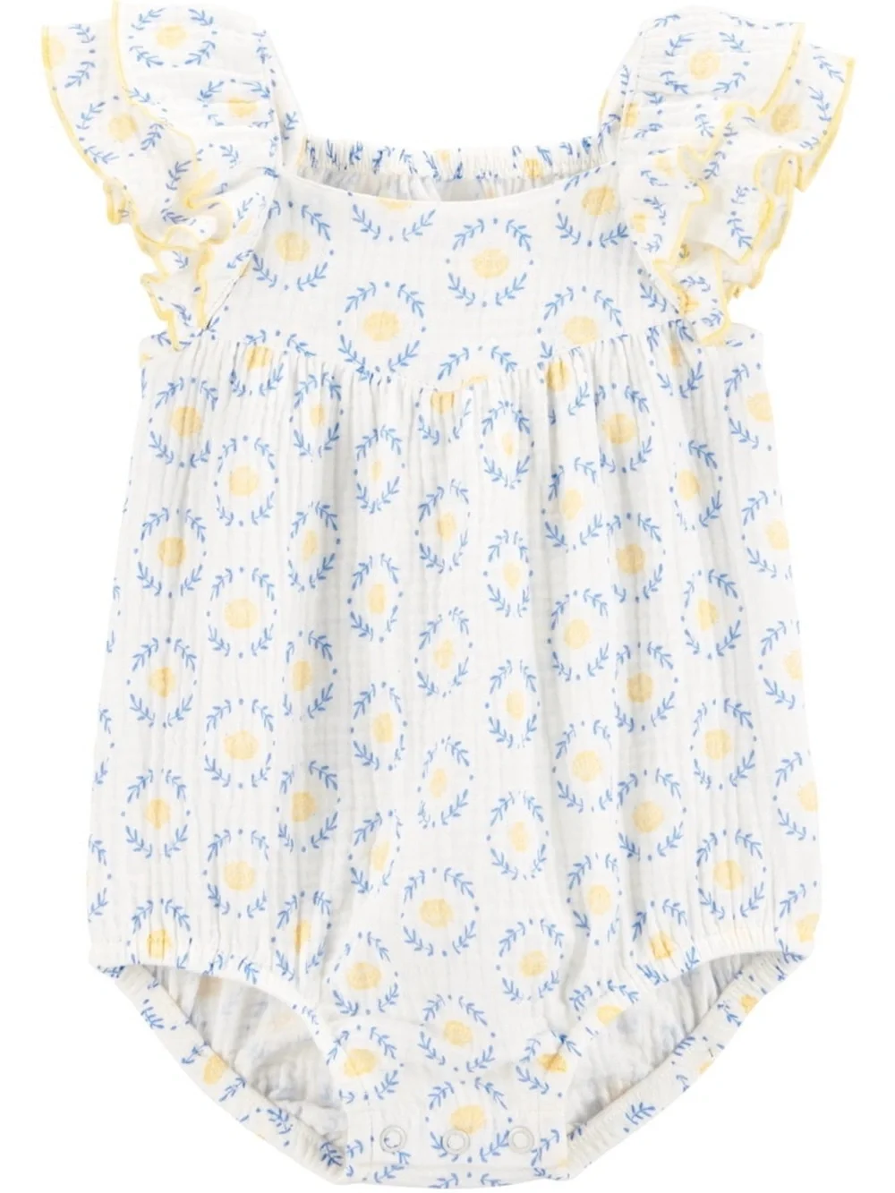 Carter's Yellow and White Floral Ruffle Baby Girl Bubble Romper